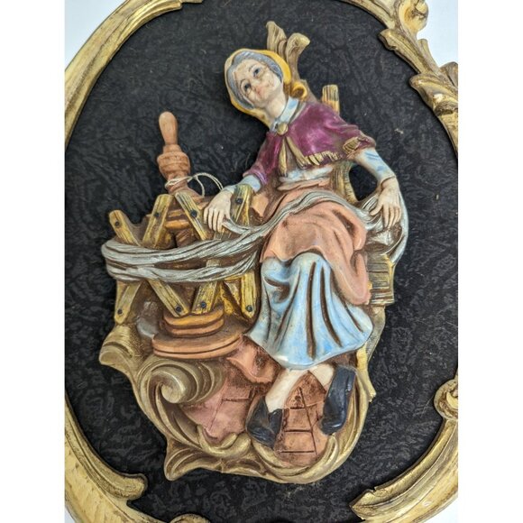 Vintage Empire 3D Wall Art 826 A Italy Picture Woman Spinning 16" X 11" - Picture 4 of 8